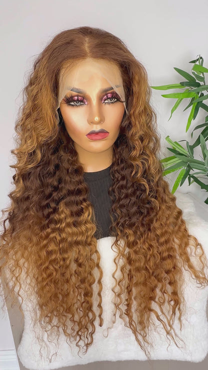 FAB CARAMEL MIX WAVY LUXURY LACE FRONTAL WIG