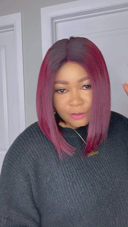 FAB VIETNAMESE SDD BONE STRAIGHT BOB WIG (WINE)