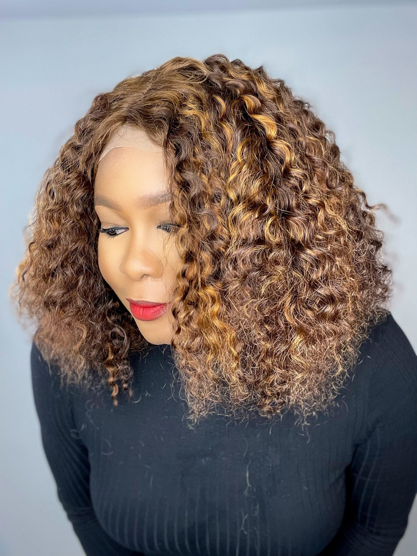 FAB CURLY DOUBLE DRAWN T CLOSURE LUXURY WIG (CUSTOM COLOR) - Fab Beauty Supplies