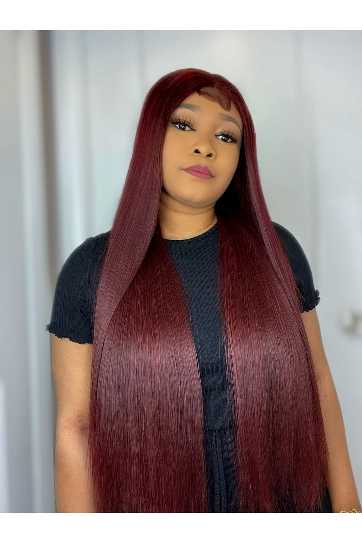 FAB VIETNAMESE LUXURY DOUBLE DRAWN BONE STRAIGHT WIG (DARK WINE) - Fab Beauty Supplies