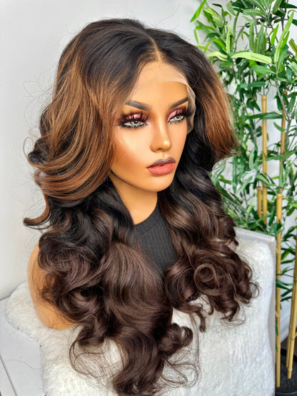 FAB DOUBLE DRAWN BROWN SUGAR LUXURY LACE  FRONTAL WIG