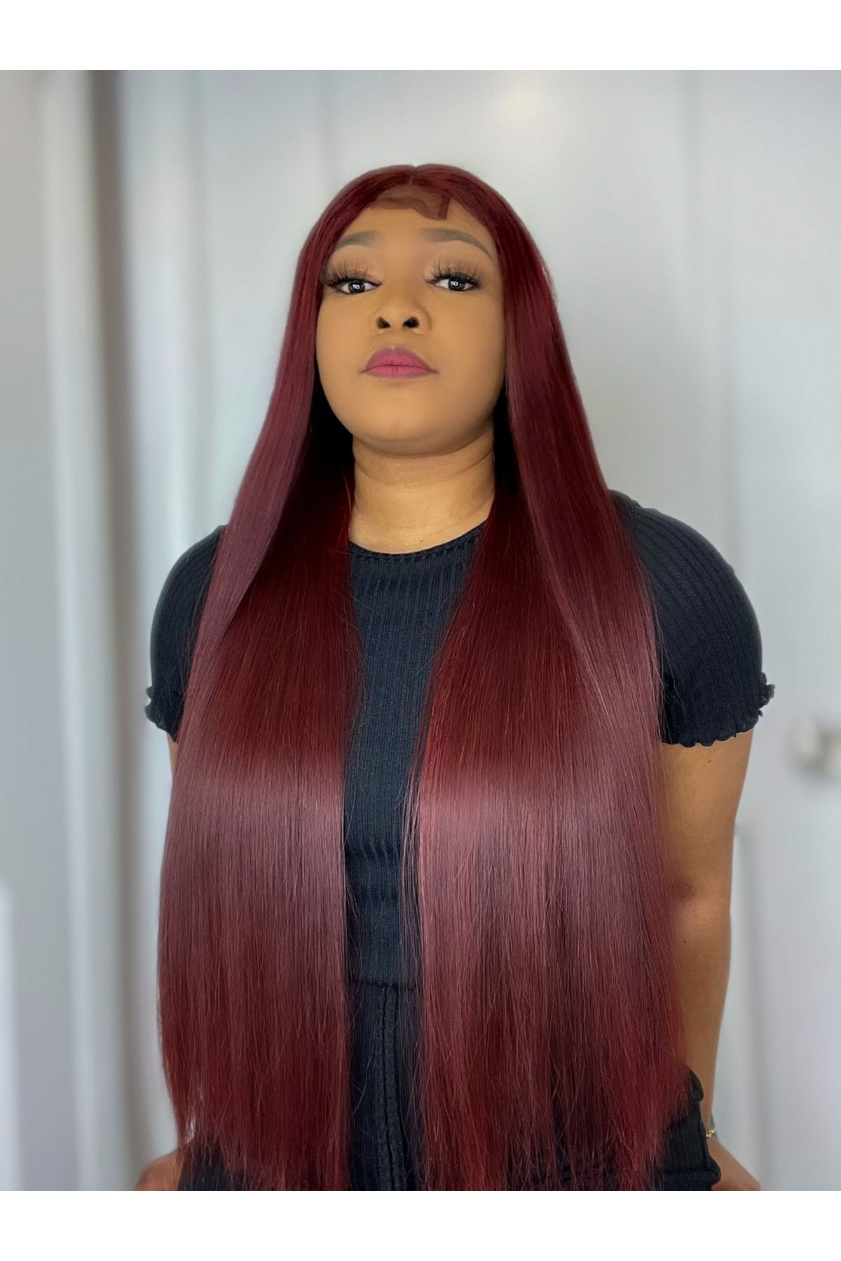FAB VIETNAMESE LUXURY DOUBLE DRAWN BONE STRAIGHT WIG (DARK WINE) - Fab Beauty Supplies